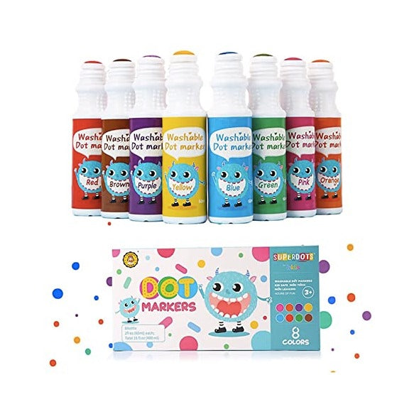 Washable Dot Markers 8 Colors Bloomy Brain Toys Washable dot markers 8 colors bloomy brain toys